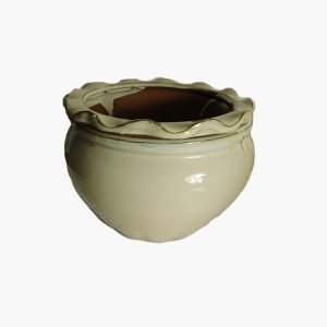 6" Round with Decorative Trim - Bone